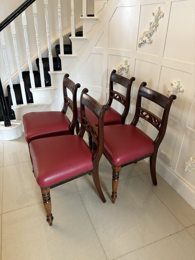 Set of 4 Antique George III Quality Mahogany Dining Chairs - Image 3